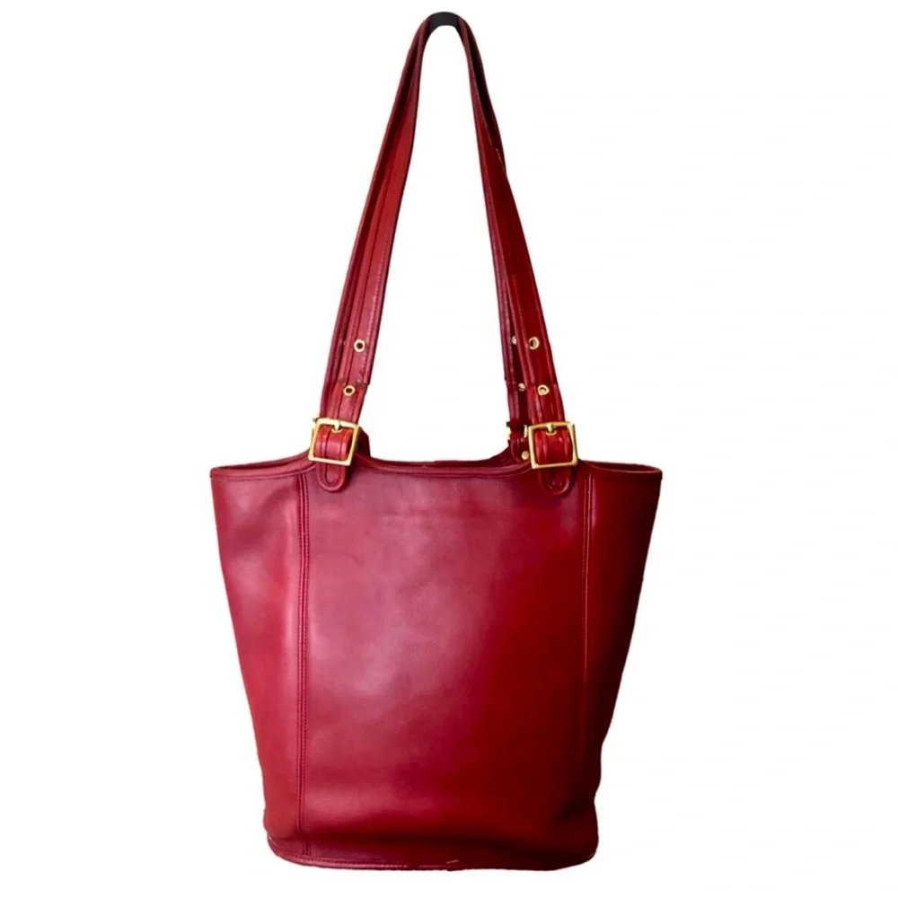 VINTAGE COACH Legacy Red Glove Tanned Leather Large Shopper Tote Bag 9090 COA